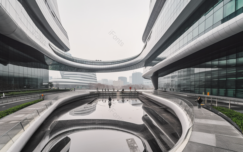 城市都市艺术流线型建筑商业水面白天实拍摄影,高清,摄影图,摄影图片,图片大全,摄影图免费下载